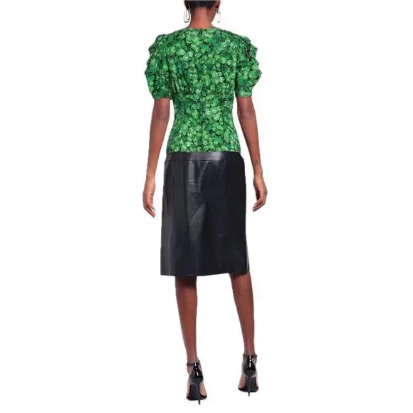 NWT Dolce & Gabbana Green Clover Print Blouse Silk IT 38 XS - Picture 3 of 7